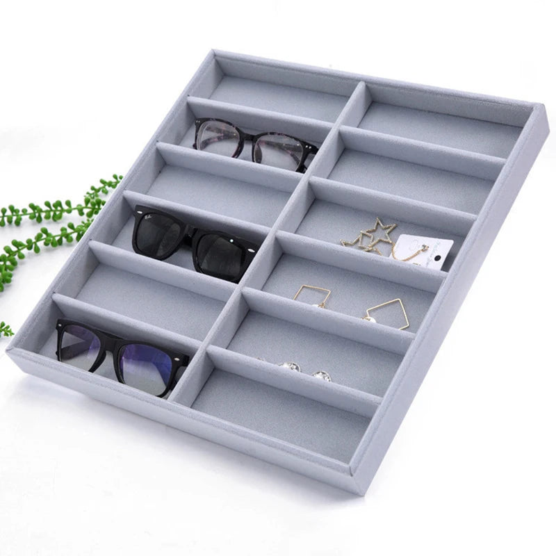 12 Grid Sunglasses Display Stand Creative High-end Velvet Glasses Display Box Home Desktop Jewelry Jewelry Sundry Storage Box