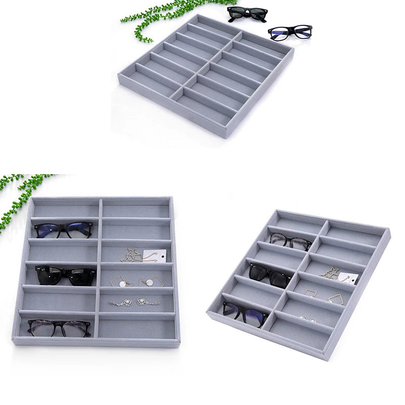 12 Grid Sunglasses Display Stand Creative High-end Velvet Glasses Display Box Home Desktop Jewelry Jewelry Sundry Storage Box