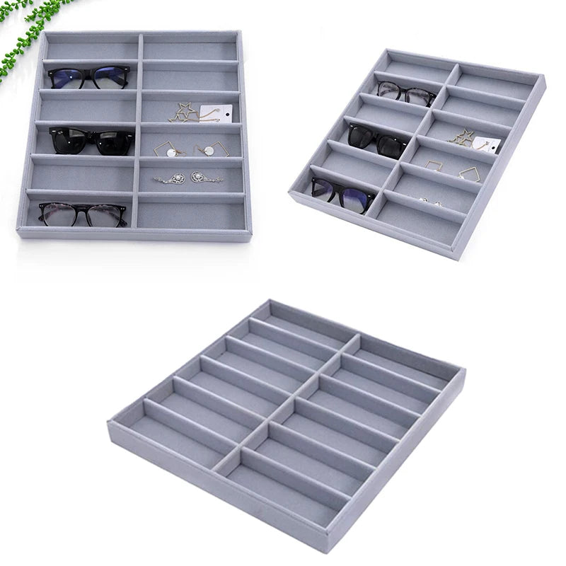 12 Grid Sunglasses Display Stand Creative High-end Velvet Glasses Display Box Home Desktop Jewelry Jewelry Sundry Storage Box