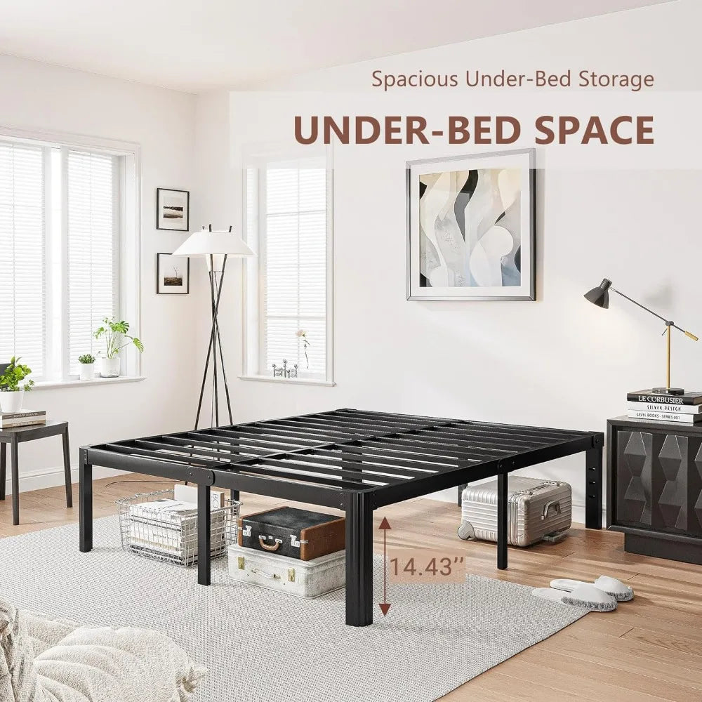 16 Inch High Heavy Duty Full Size Bed Frame Metal, Platform Bed Frame Full Size No Box Spring Needed, Noise Free, Easy Assembly