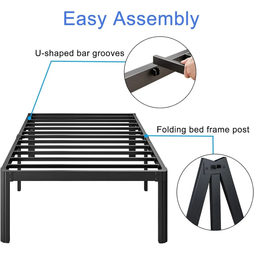 16 Inch High Heavy Duty Full Size Bed Frame Metal, Platform Bed Frame Full Size No Box Spring Needed, Noise Free, Easy Assembly