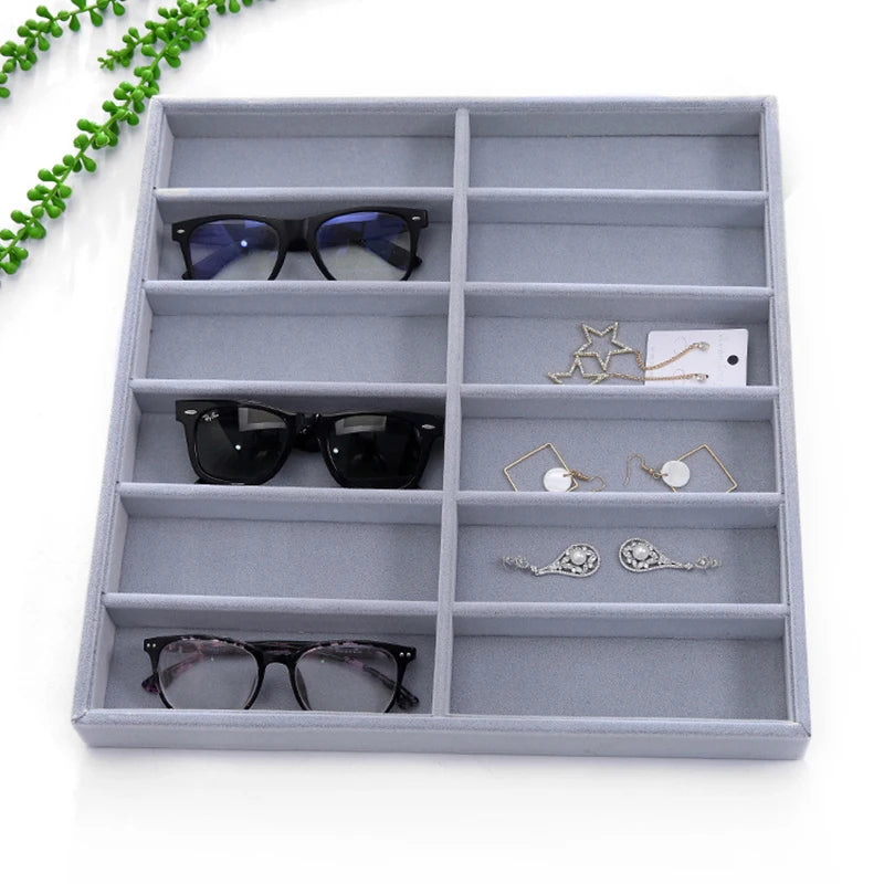 12 Grid Sunglasses Display Stand Creative High-end Velvet Glasses Display Box Home Desktop Jewelry Jewelry Sundry Storage Box