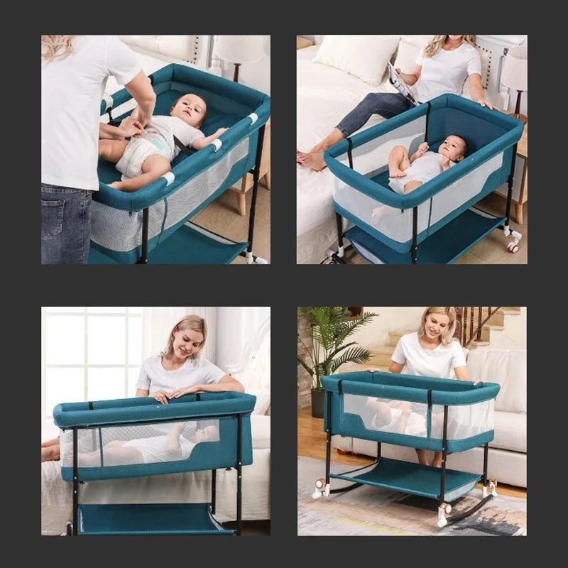 0-3 Years Baby Bed Portable Foldable Infant Kid Toddler Crib Removable Newborn Crib  Adjusting Stitching Play Game Bed